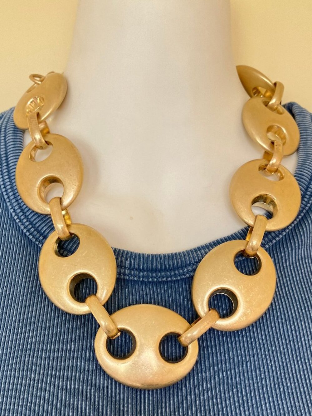 Tom&Eva Chain Link Chunky Necklace Brushed Gold-Tone NWT Statement Jewelry